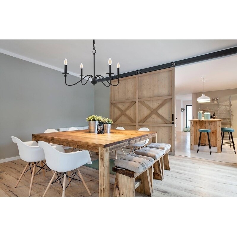 Rohan Collection Chandelier D36 H19 Lt:6 Matte Black Finish (Matte Black) - Chandeliers For Bedrooms by Overstock.com