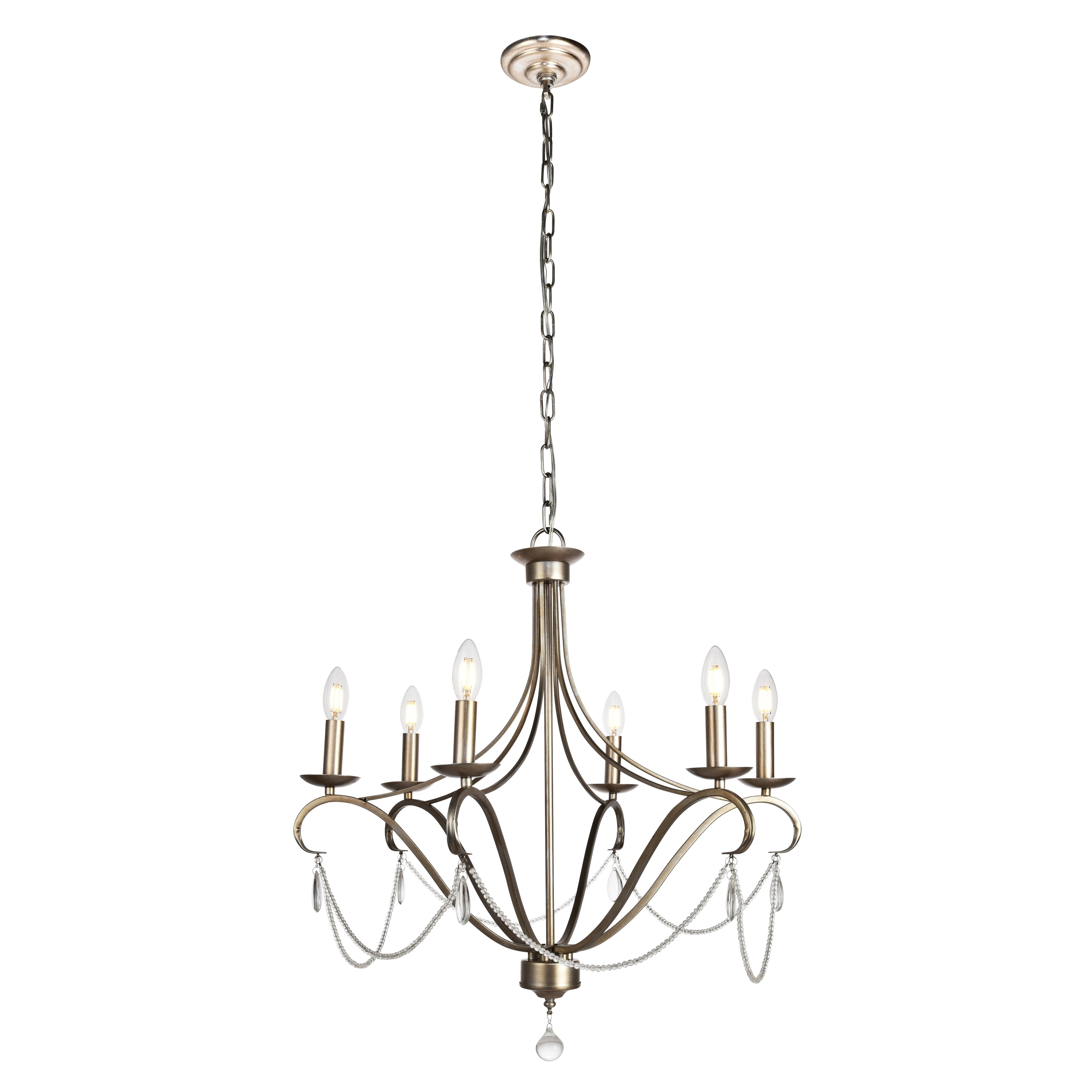 Baez Collection Chandelier D26.3 H29.2 Lt:6 Antiqued Silver Finish (Antique Silver) - Chandeliers For Bedrooms by Overstock.com