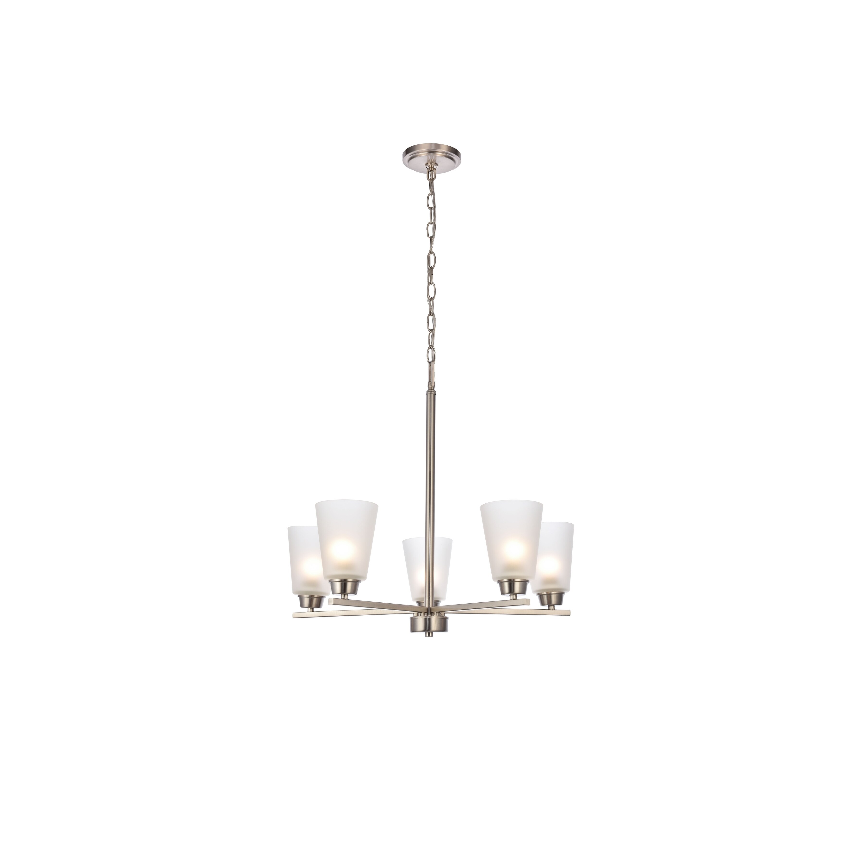 Biff Collection Chandelier D24 H22 Lt:5 Brushed Nickel Finish (Brushed nickel) - Chandeliers For Bedrooms by Overstock.com