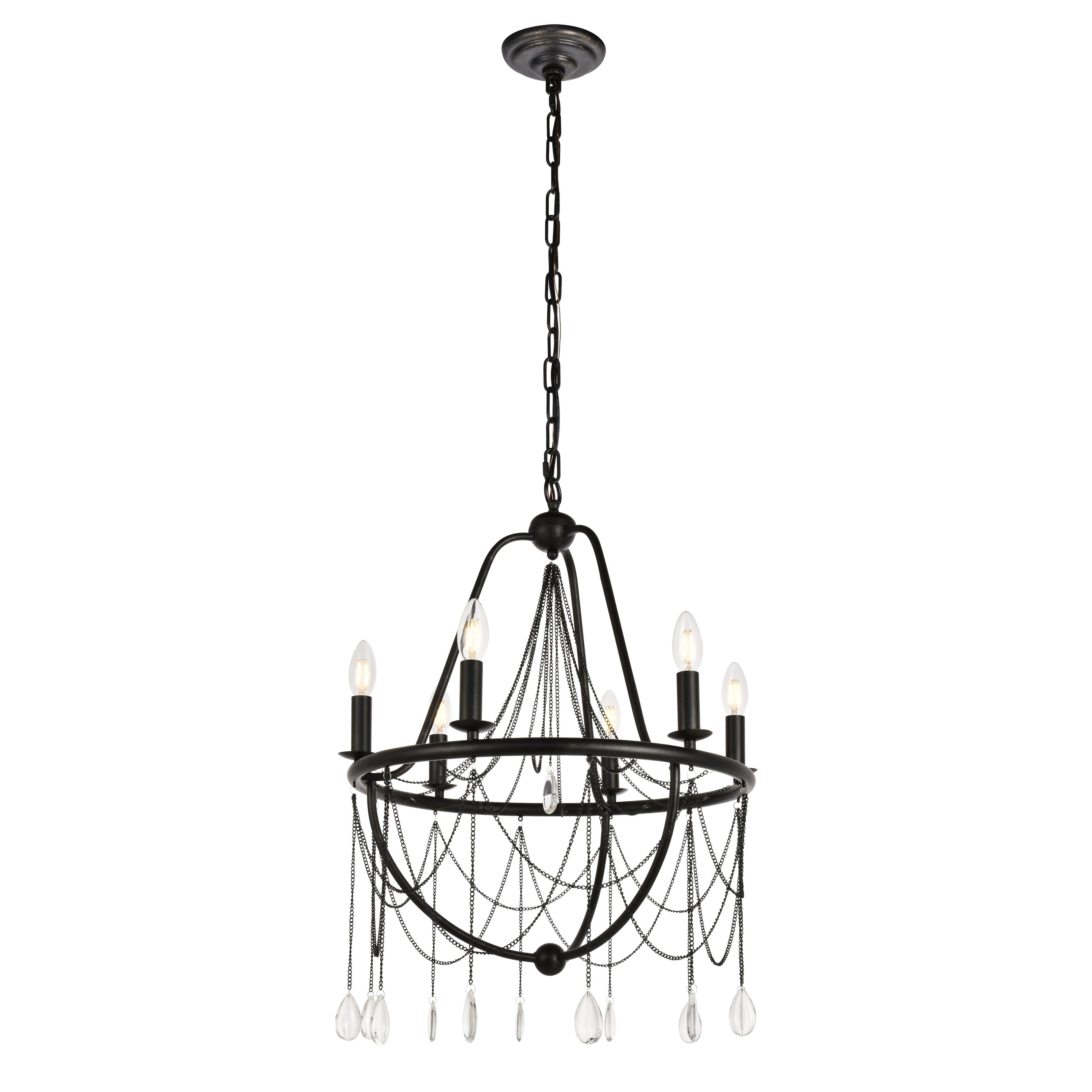 Brinley Collection Chandelier D21 H24.5 Lt:6 Dark Bronze Finish (Dark bronze) - Chandeliers For Bedrooms by Overstock.com