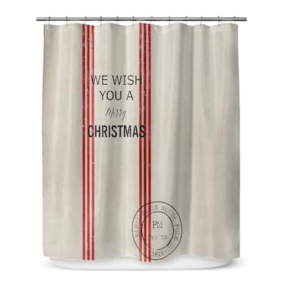 WE WISH YOU A MERRY CHRISTMAS Shower Curtain by Terri Ellis