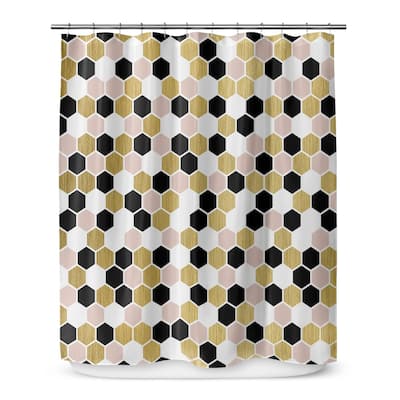 GOLD, BLACK ,PINK and WHITE 3 Shower Curtain by Kavka Designs