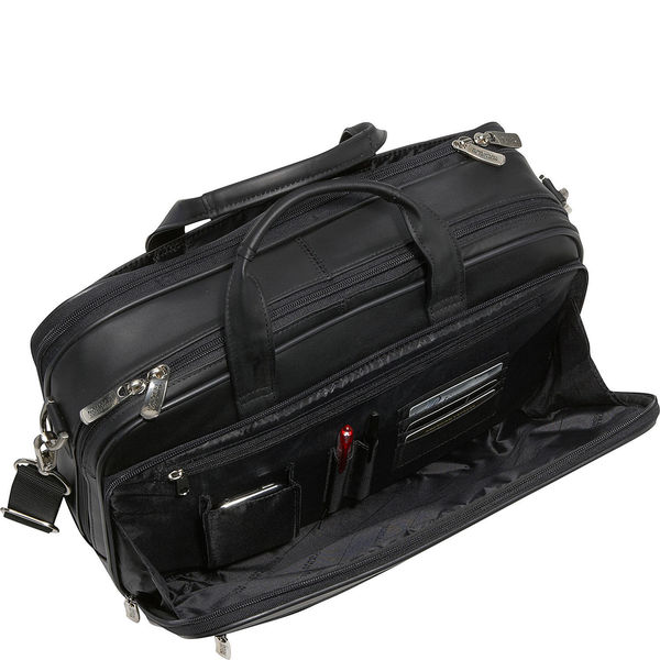 kenneth cole reaction manhattan leather double gusset laptop briefcase