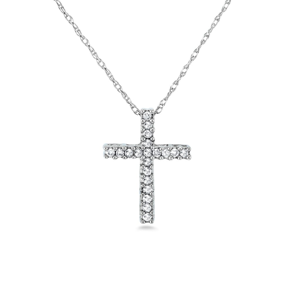Women Crystal Rhinestone Silver Plated Cross Pendant Necklace Chain Jewelry