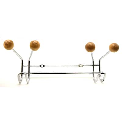 Wall Mounted Coat Rack 6 Hooks Chrome for Towel Hat Entryway - 12.8 H x 3 W x 4 H