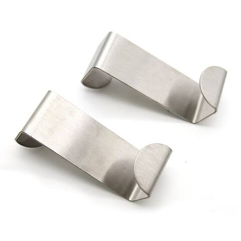 Brushed Stainless Steel Over Cabinet Door Hooks up to 3/4'' Set of 2