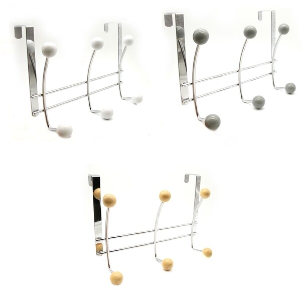 Over the Door 6 Metal Hooks Rack Organizer Chrome - 10.8 L x 4 D x 7.8 H