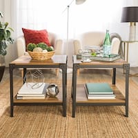 Carbon Loft 20-inch Witten Urban Industrial Iron End Tables, Set of 2, Urban Nightstand for Living Room, Bedroom - 20 x 20 x 20h