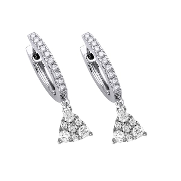 14k White Gold 75 Carat Diamond Pyramid Dangle Pave Earrings 14k White Gold 75 Carat Diamond Pyramid Dangle Pave Earrings