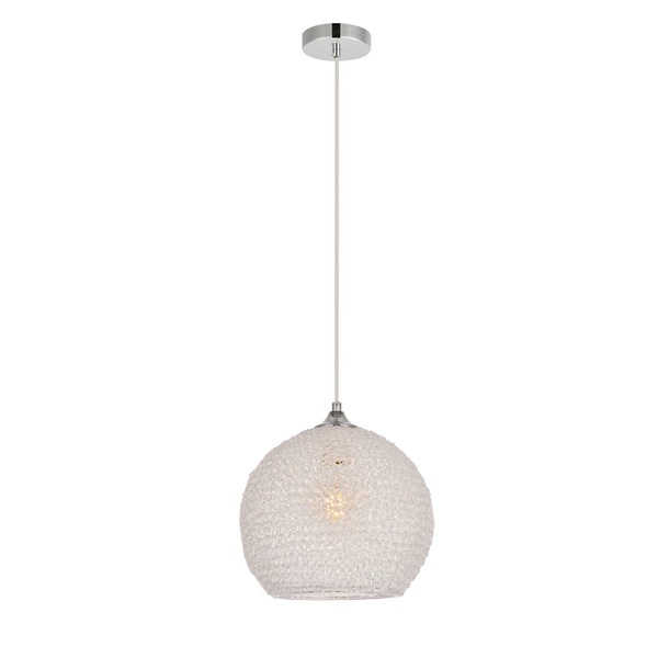 Lilou Collection Pendant D9.8 H10 Lt:1 Chrome and Clear Finish