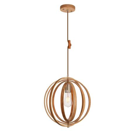Stanton Collection Pendant D14.8 H15.7 Lt:1 Wood Grain and Burnished Nickel Finish