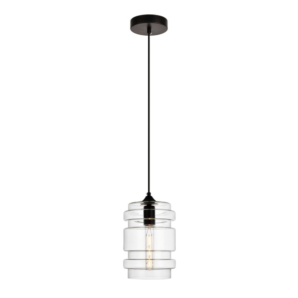 Placido Collection Pendant D6.7 H11 Lt:1 Black and Clear Finish