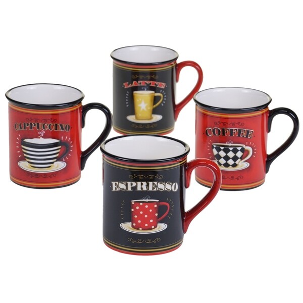 Certified International Coffee Always 17 oz. Mugs in Assorted Designs Set of 4