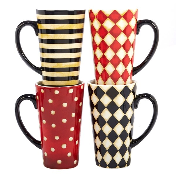 Certified International Coffee Always 17 Oz Latte Mugs In Certified International Coffee Always 17 Oz Latte Mugs In Orted Designs Set Of 4
