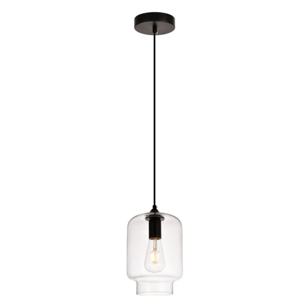 Placido Collection Pendant D6.7 H9.2 Lt:1 Black and Clear Finish