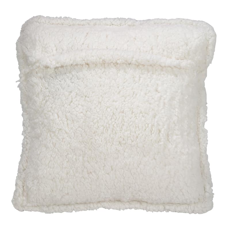 Glittery Sequin With Sherpa Trim Poly Filled Throw Pillow