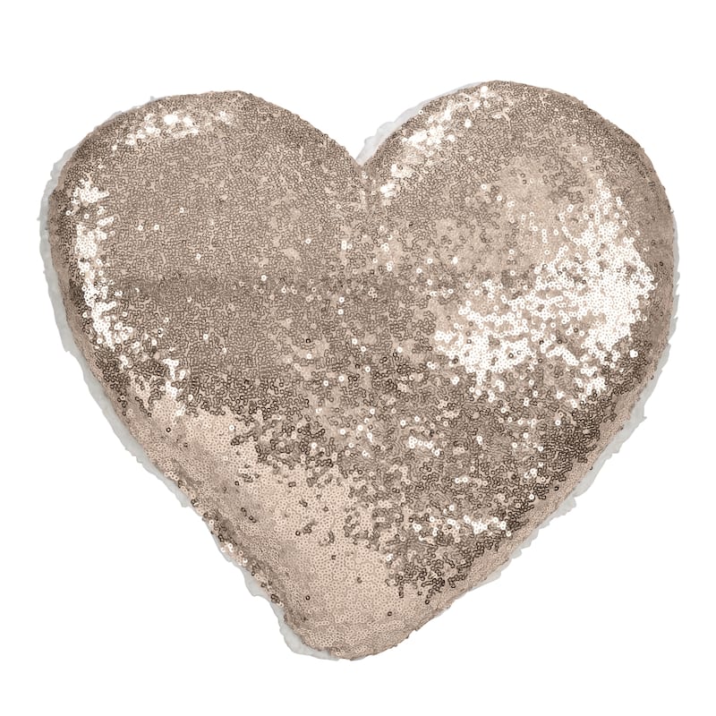 Glittery Sequin With Sherpa Trim Poly Filled Throw Pillow