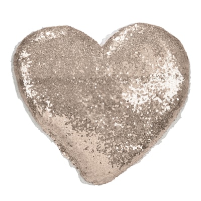 Glittery Sequin With Sherpa Trim Poly Filled Throw Pillow
