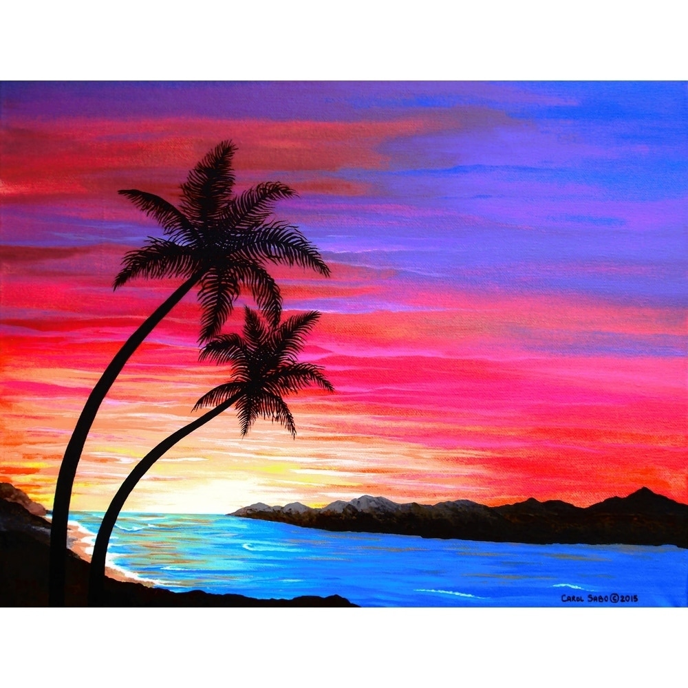 Tropical Sunset Palm Trees Purple And Orange