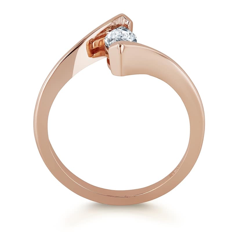 Kobelli 0.51 Carats Natural Diamond Certified 14k Solid Rose Gold Solitaire Marquise Bypass One-of-a-Kind Ring
