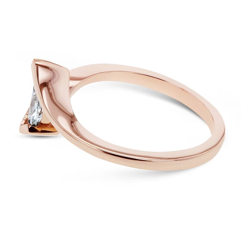 Kobelli 0.51 Carats Natural Diamond Certified 14k Solid Rose Gold Solitaire Marquise Bypass One-of-a-Kind Ring