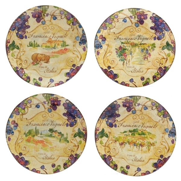 Certified International Vino Dessert Plates Set of 4 Assorted Designs