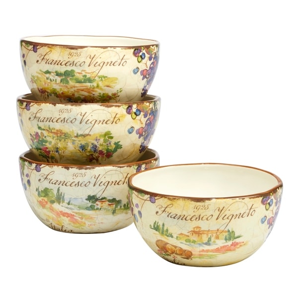 Certified International Vino Ice Cream Bowl Assorted Designs Set of 4