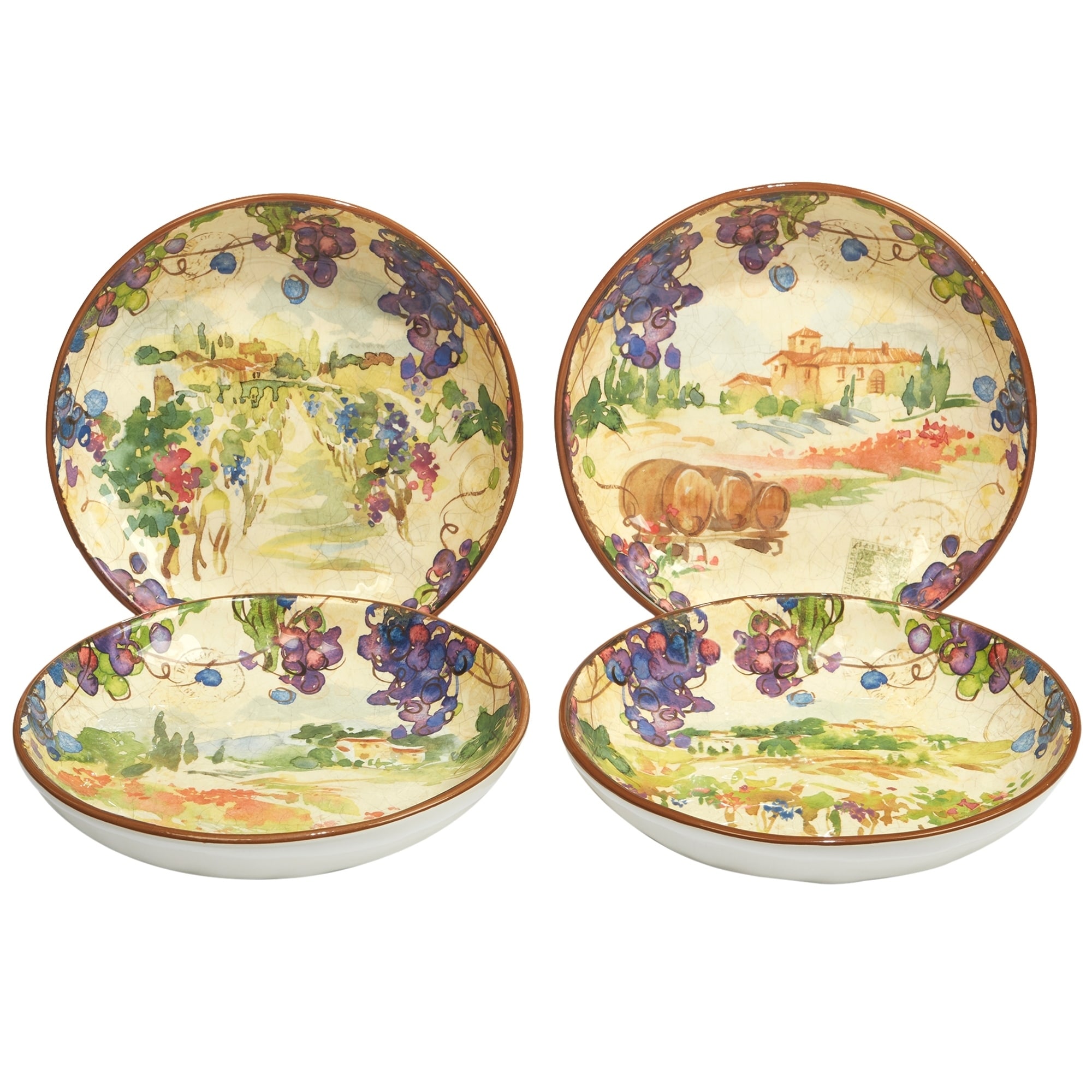4 PC of Certified International Vino Soup Pasta Bowl Assorted