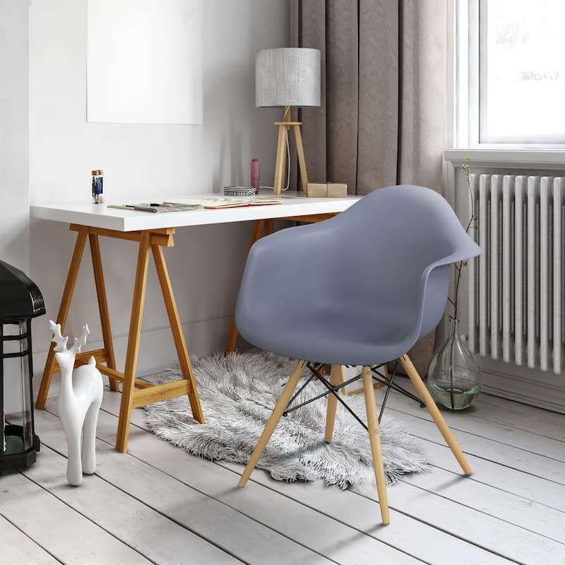Duff Mid-Century Modern Wood Flared Arm Dining Chairs by Furniture of America (Set of 2) - Grey