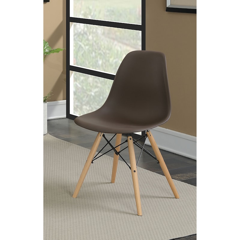 Suff Mid-Century Modern Plastic Accent Chairs by Furniture of America (Set of 2) - Dark Brown