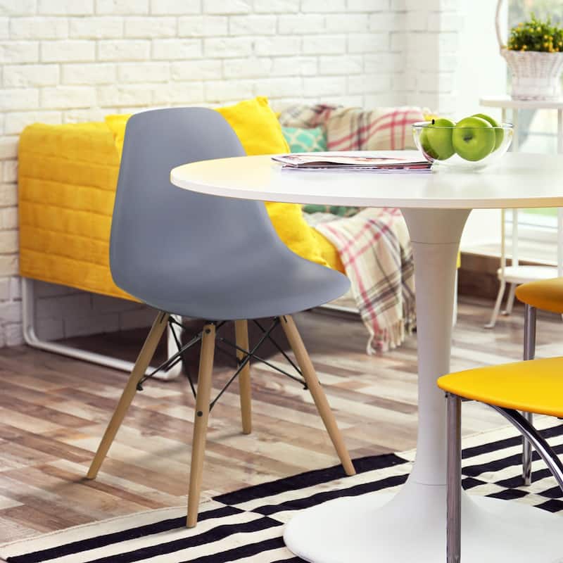 Suff Mid-Century Modern Plastic Accent Chairs by Furniture of America (Set of 2) - Grey