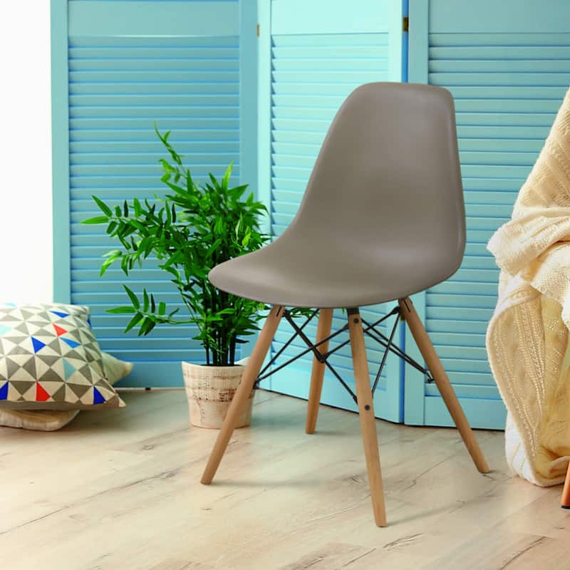 Suff Mid-Century Modern Plastic Accent Chairs by Furniture of America (Set of 2) - Light Brown
