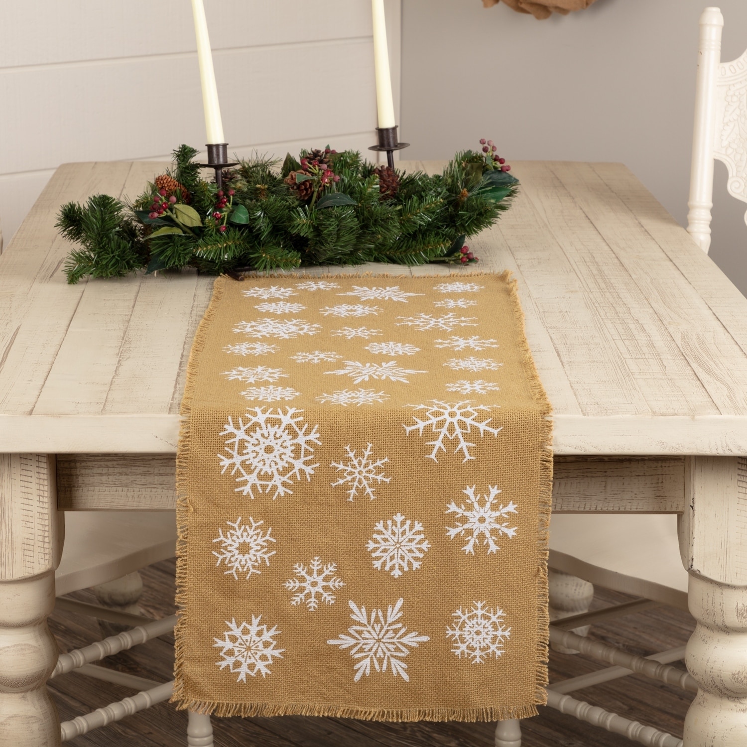 Country Farmhouse HOME GROWN 36/" BURLAP TABLE RUNNER