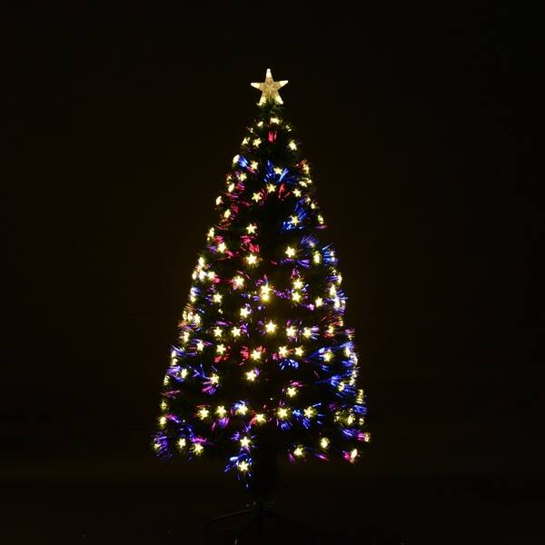 Shop Homcom 7 5 Artificial Rotating Pre Lit Multicolor Star Led Christmas Tree With Stand Overstock 18065841