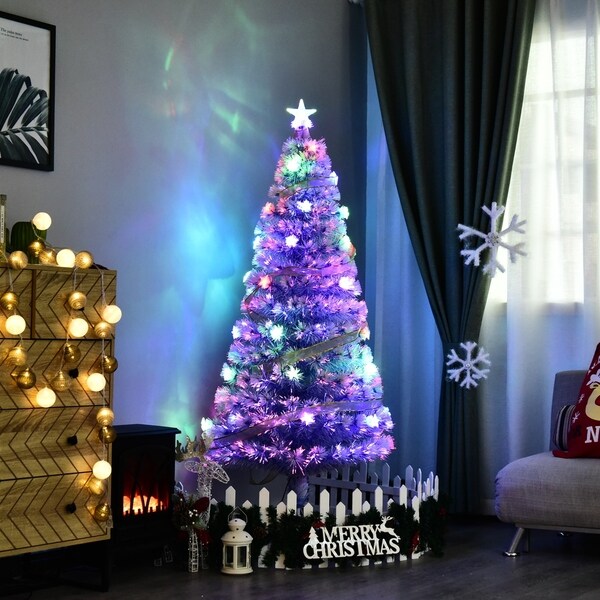 5undefined Tall Artificial Fiber Optic LED Pre-Lit Holiday