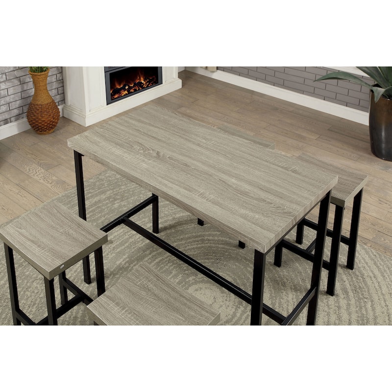 Feri Transitional Black Metal 5-Piece Counter Height Dining Set by Furniture of America