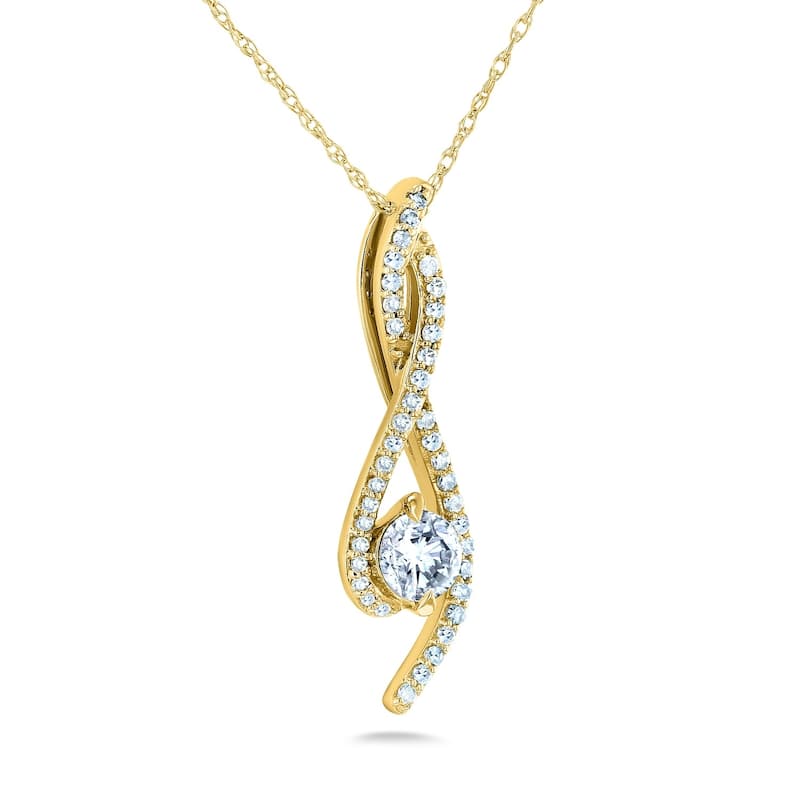Annello by Kobelli 10k Gold 1/2ct TDW Diamond Ribbon Necklace (H-I, I1-I2)