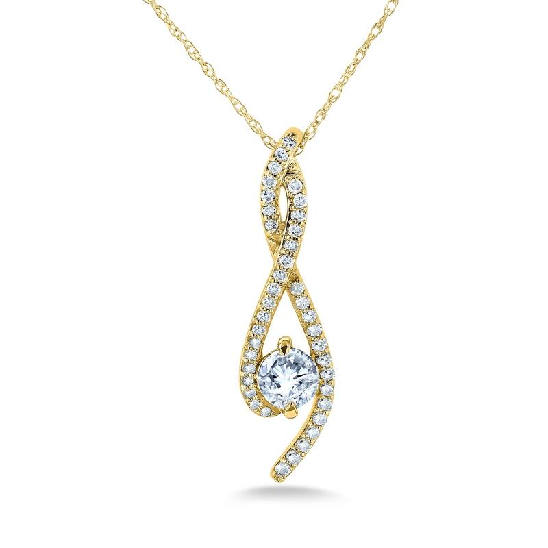Annello by Kobelli 10k Gold 1/2ct TDW Diamond Ribbon Necklace (H-I, I1-I2)