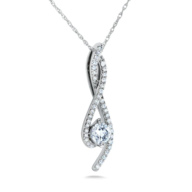 Annello by Kobelli 10k Gold 1/2ct TDW Diamond Ribbon Necklace (H-I, I1-I2)