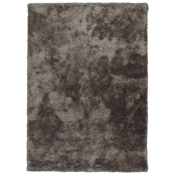 Hand-Tufted Silky Shag Taupe Polyester Rug - 3' x 5'