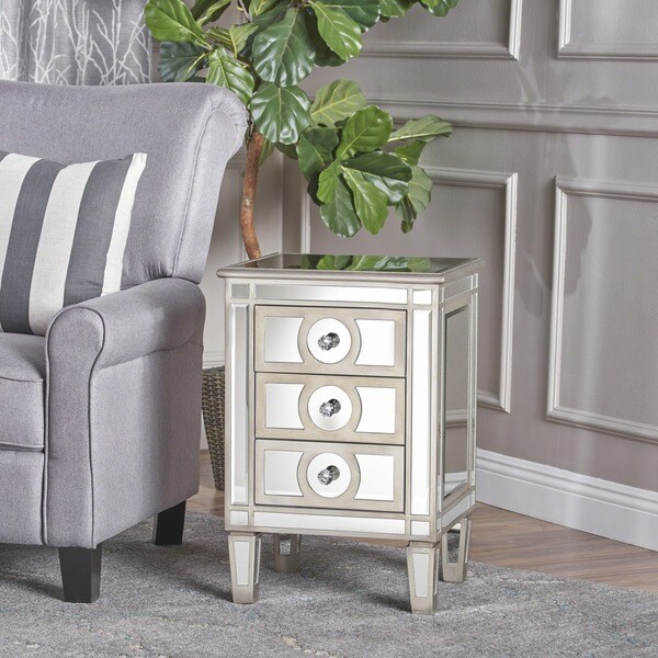 Maeve Mirrored 3-Drawer Cabinet by Christopher Knight Home
