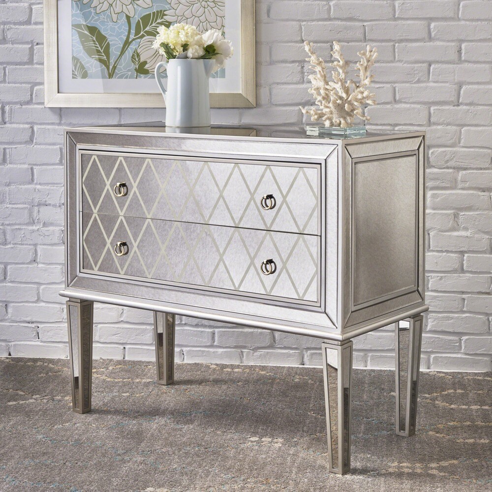 Christopher Knight Home Espen Mirrored 2-Drawer Cabinet Console Table by  (Mirror - Silver)