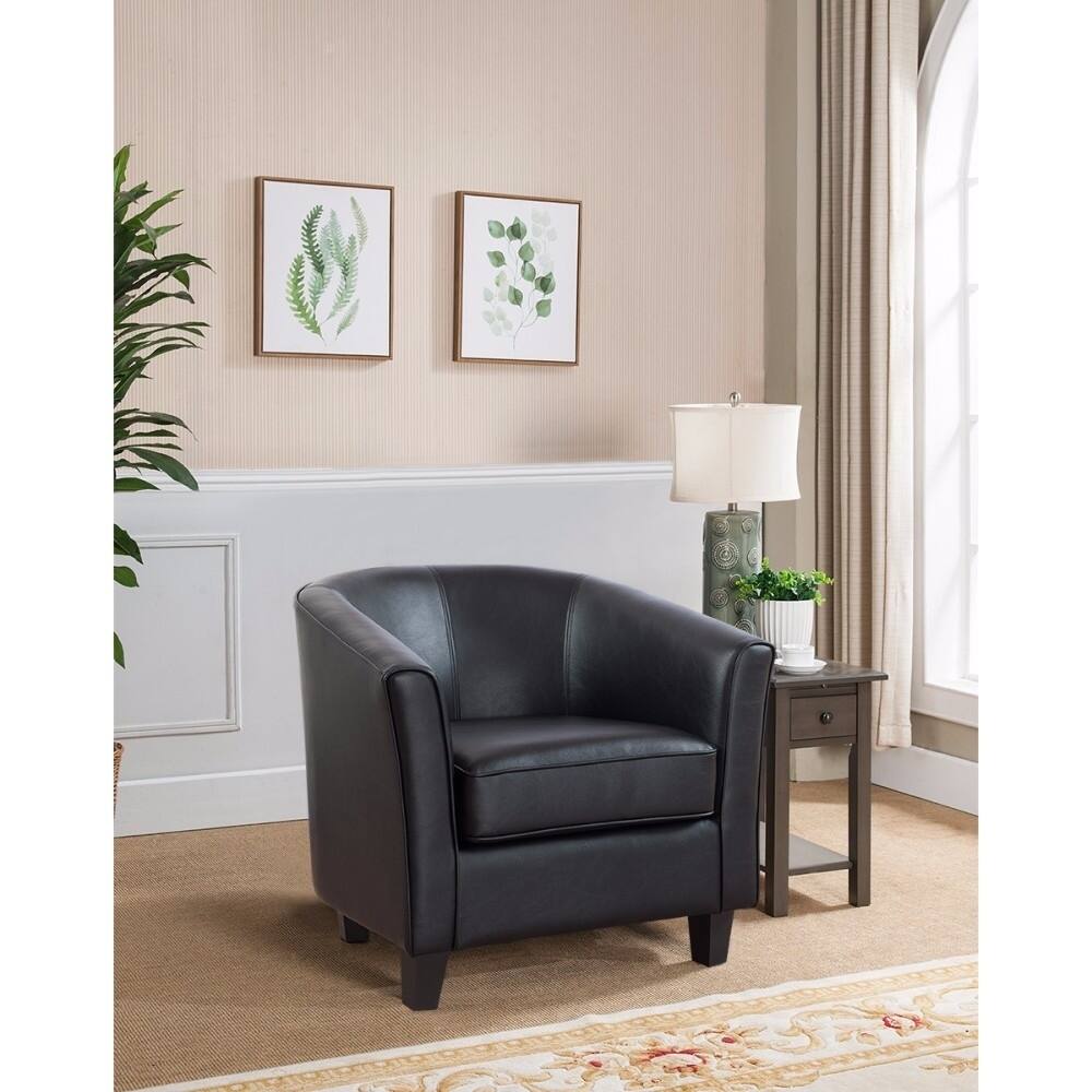 Modern Style PU Leather Sofa Chair With Elliptical Back.