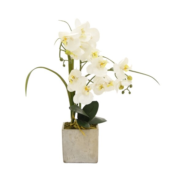 Faux Orchid Flower Pot White On Free Shipping Today Faux Orchid Flower Pot White