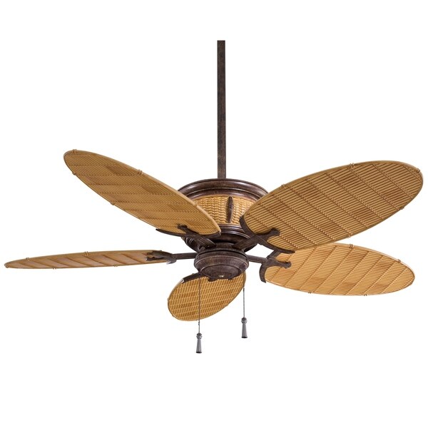 Shop ShangriLa Ceiling Fan in Vintage Rust finish w/ Bamboo blades by