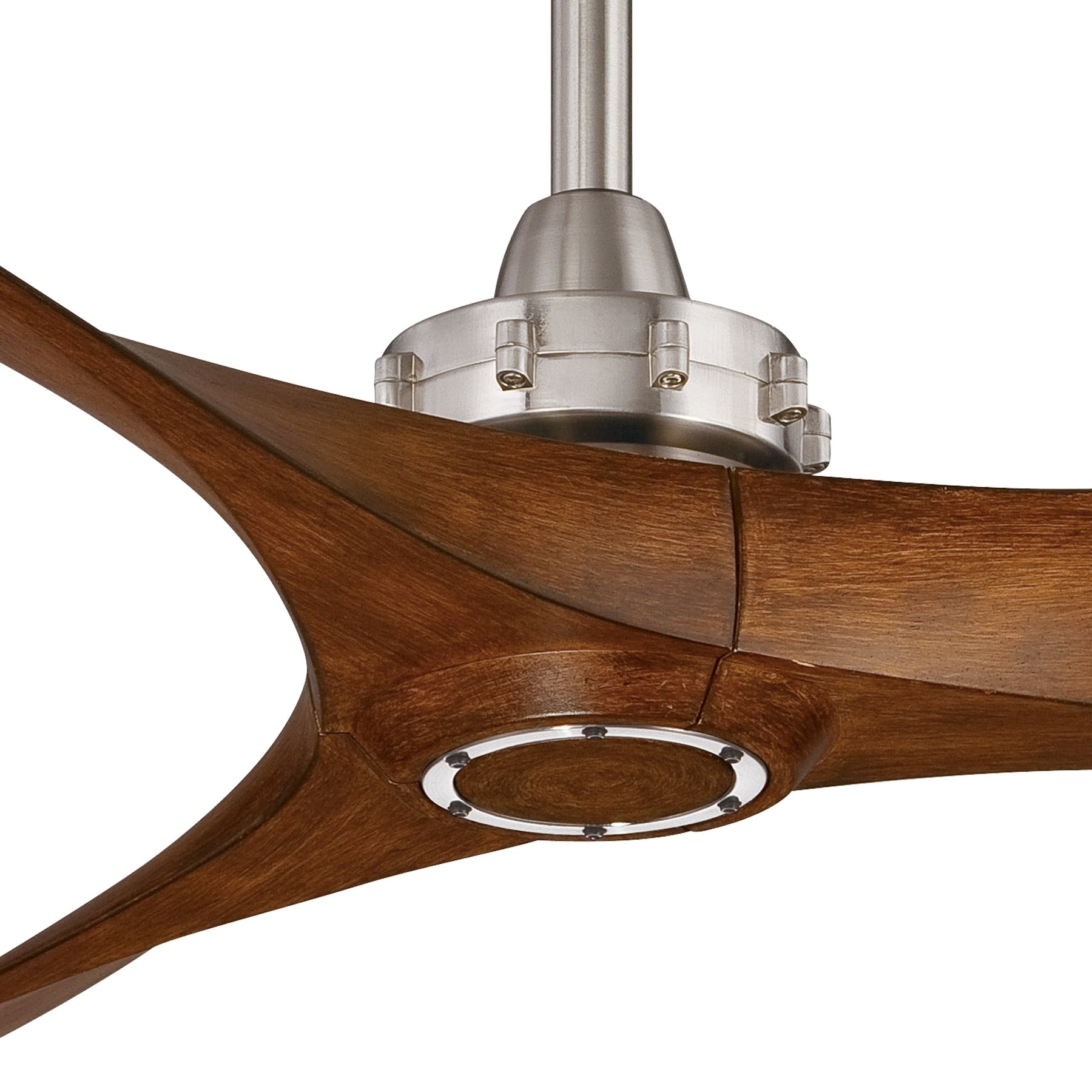 Aviation 60 Inch Ceiling Fan In Brushed Nickel W Distressed Koa Finish W Distressed Koa Blades