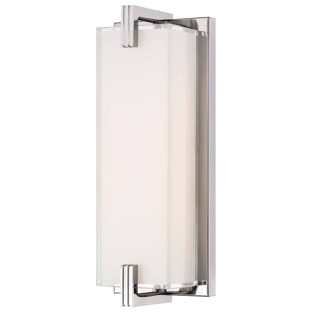 George Kovacs Cubism Chrome And Mitered Glass White LED Wall Sconce