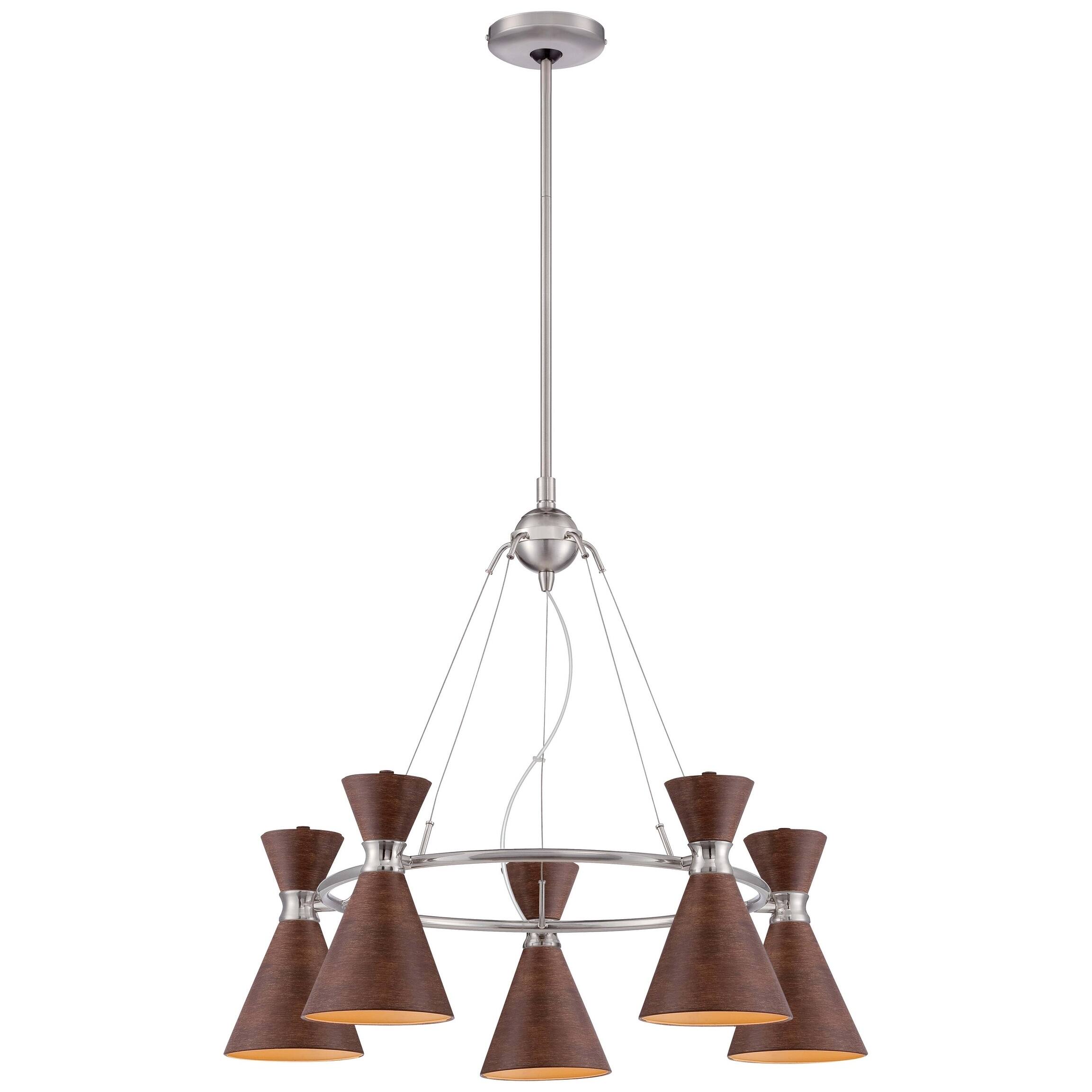 Conic Distressed Koa 5 Light Chandelier By George Kovacs - Chandeliers For Bedrooms by Overstock.com