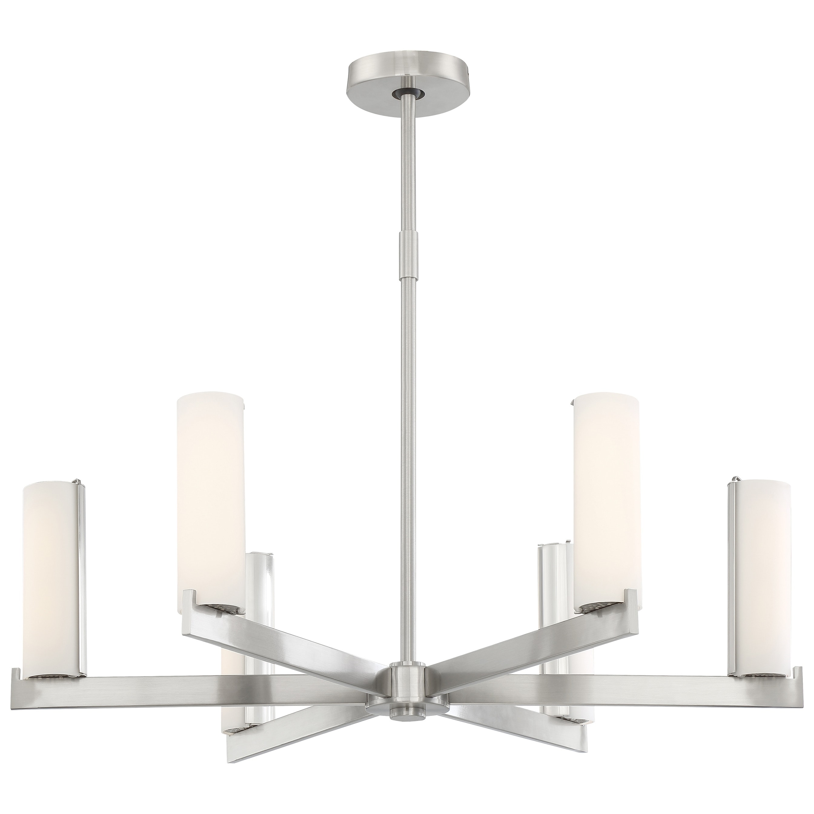 Tube Brushed Nickel 6 Light Led Chandelier By George Kovacs - Chandeliers For Bedrooms by Overstock.com