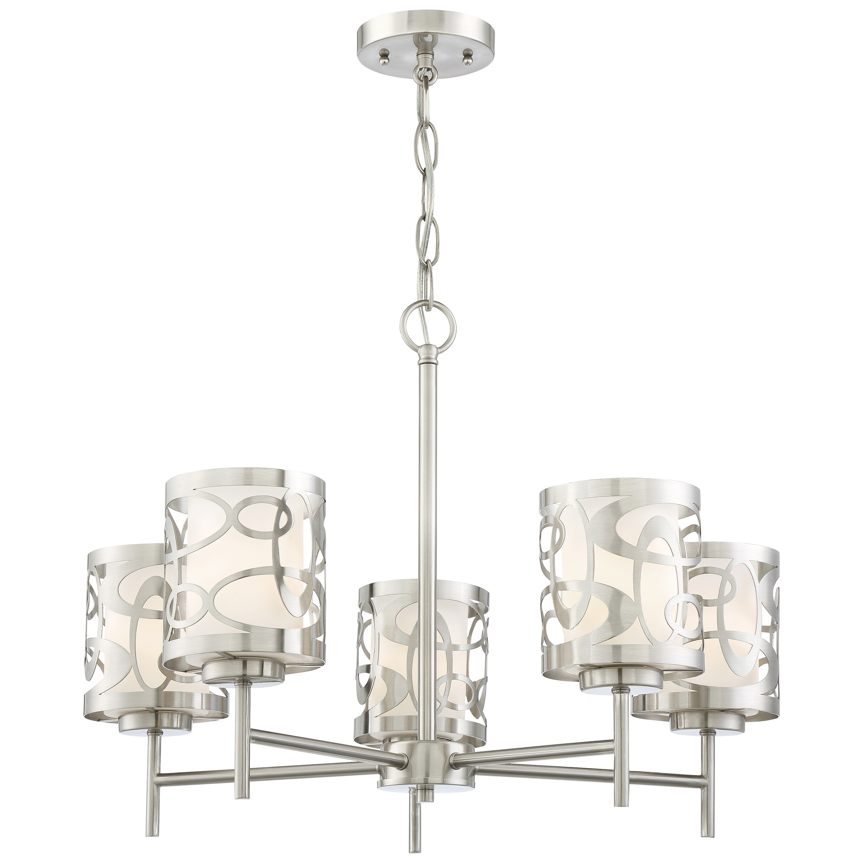 Links Brushed Nickel 5 Light Chandelier By George Kovacs - Chandeliers For Bedrooms by Overstock.com